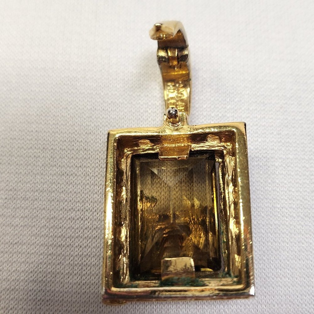 Nolan Miller Glamour Collection Gold Smokey Quartz Stone Clear Pendant Necklace - Picture 4 of 12